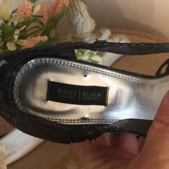 White House /black Market open toe patent leather reptile print Heels - Picture 6 of 8